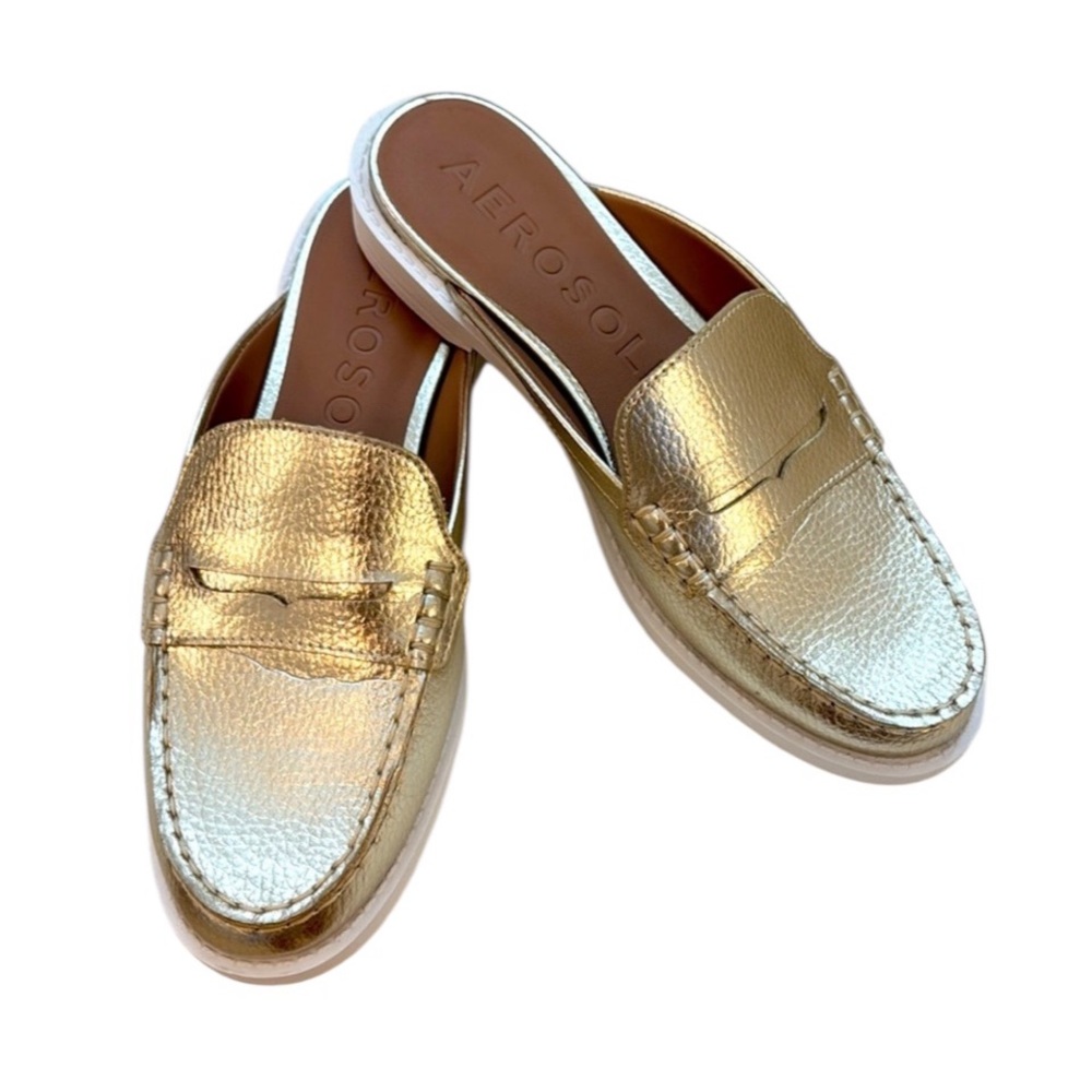 AEROSOLES Metallic Gold Slip-On Loafers